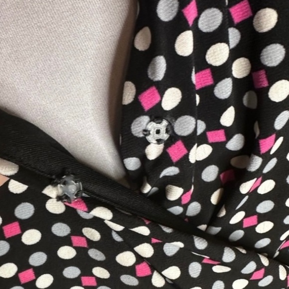 ELLEN TRACEY FAUX WRAPPED DRESS Stretchy Long Sleeve black pink white gray small - Picture 4 of 11